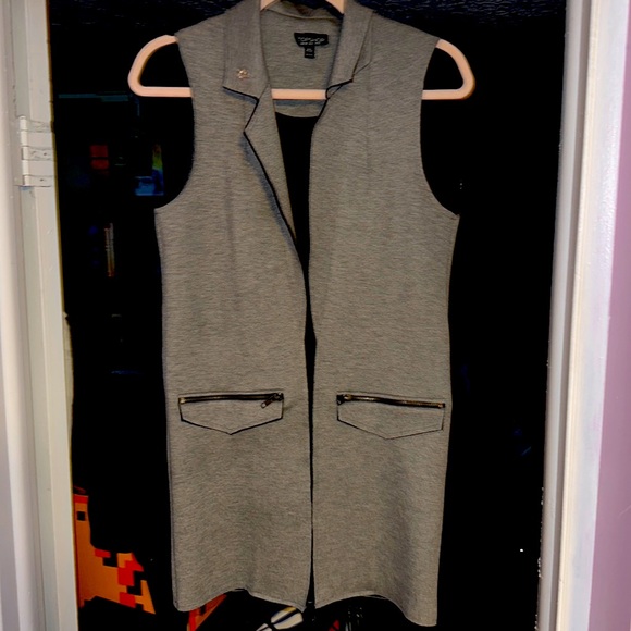 Topshop Jackets & Blazers - Nearly new, worn once. Woman’s TopShop long grey vest. US size 2.